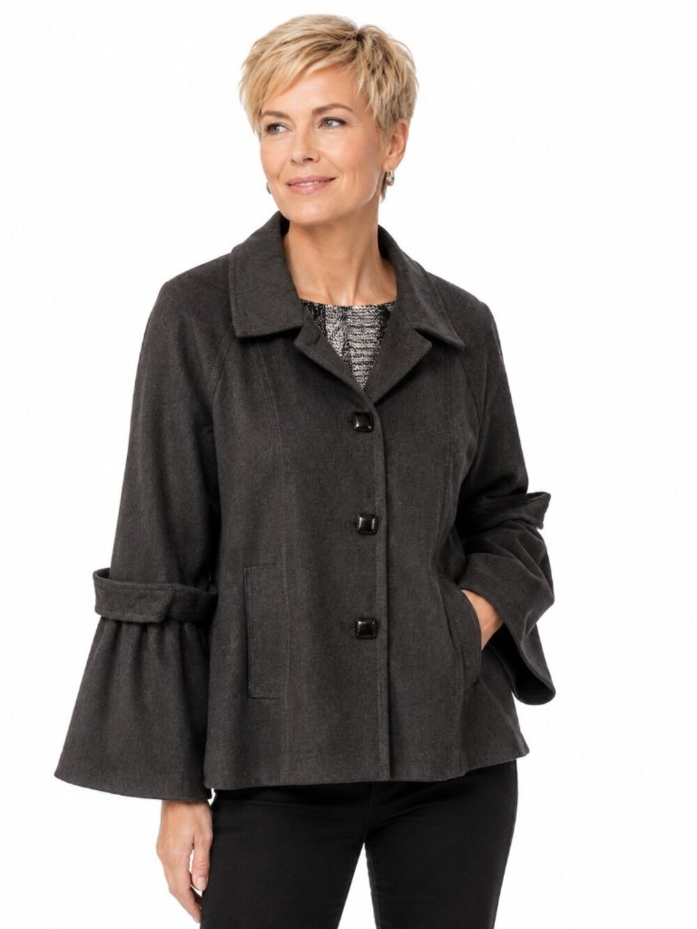 Lucien Daunois Brown Faux Leather Trim Jacket